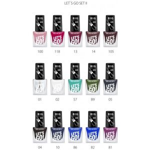 Revers LETS GO Lakier do paznokci SET II (nr:100,118,13,14,105,01,02,57,89,05, 04,10,86,82,81), 5ml Revers LETS GO Lakier do paznokci SET II (nr:100,118,13,14,105,01,02,57,89,05, 04,10,86,82,81), 5ml