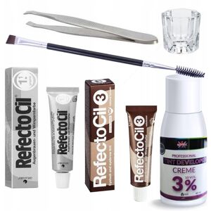Zestaw do henny - 2x henna do brwi i rzęs RefectoCil brąz i grafit + woda utleniona + pęseta + pędzelek + naczynko Zestaw do henny - 2x henna do brwi i rzęs RefectoCil brąz i grafit + woda utleniona + pęseta + pędzelek + naczynko