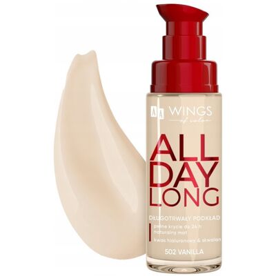 Aa Wings Of Color All Day Long Długotrwały Podkład 502 Vanilla 30 Ml Aa Wings Of Color All Day Long Długotrwały Podkład 502 Vanilla 30 Ml