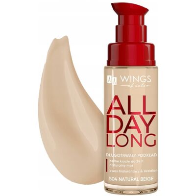 Aa Wings Of Color All Day Long Długotrwały Podkład 504 Natural Beige 30 Ml Aa Wings Of Color All Day Long Długotrwały Podkład 504 Natural Beige 30 Ml