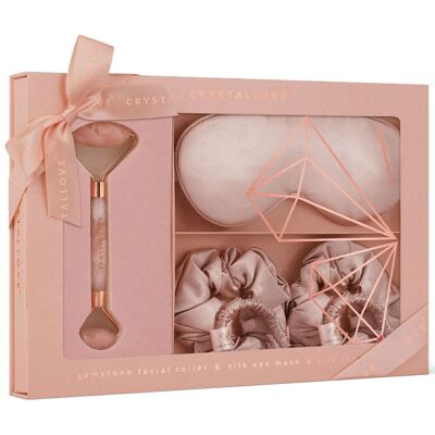 CRYSTALLOVE - Rose Quartz Home SPA Set - Roller Kwazar Różowy - Spa Set CRYSTALLOVE - Rose Quartz Home SPA Set - Roller Kwazar Różowy - Spa Set