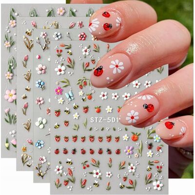 Inny producent Naklejki 4 Arkusze Kwiaty Owoce Ozdoby Paznokci Nail Art Samoprzylepne Inny producent Naklejki 4 Arkusze Kwiaty Owoce Ozdoby Paznokci Nail Art Samoprzylepne
