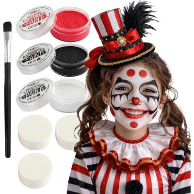 Profesjonalny zestaw do makijażu twarzy na Halloween 2025 3 kolory (czarny, czerwony, biały) Makijaż twarzy na Halloween dla dzieci i dorosłych z .. Profesjonalny zestaw do makijażu twarzy na Halloween 2025 3 kolory (czarny, czerwony, biały) Makijaż twarzy na Halloween dla dzieci i dorosłych z ..