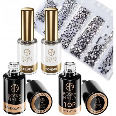 Zestaw Do Paznokci Boska Nails Base Top No Wipe Primer Dehydrator + Cyrkonie Zestaw Do Paznokci Boska Nails Base Top No Wipe Primer Dehydrator + Cyrkonie