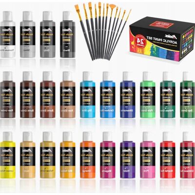 Inny producent Farb Akrylowych 24 Kolory 60ml Pędzle Wysoka Jakość Pigmenty Inny producent Farb Akrylowych 24 Kolory 60ml Pędzle Wysoka Jakość Pigmenty