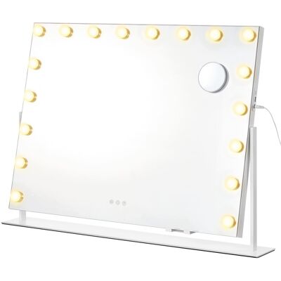 Lusterko Kosmetyczne Songmics Led 18 Żarówek Powiększające Usb Białe Lusterko Kosmetyczne Songmics Led 18 Żarówek Powiększające Usb Białe