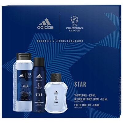 Adidas UEFA STAR ZESTAW PREZENTOWY WODA TOALETOWA ŻEL PRYSZNIC DEZODORANT Adidas UEFA STAR ZESTAW PREZENTOWY WODA TOALETOWA ŻEL PRYSZNIC DEZODORANT