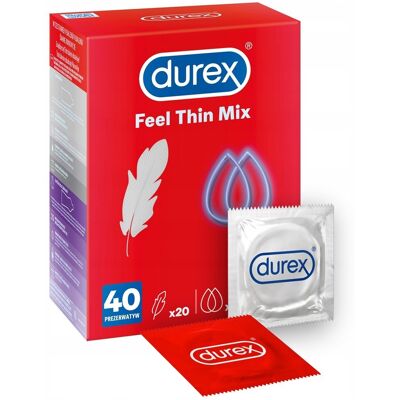 Durex, Feel Thin Mix, Prezerwatywy Cienkie, Wyrób medyczny, 40 Szt Durex, Feel Thin Mix, Prezerwatywy Cienkie, Wyrób medyczny, 40 Szt
