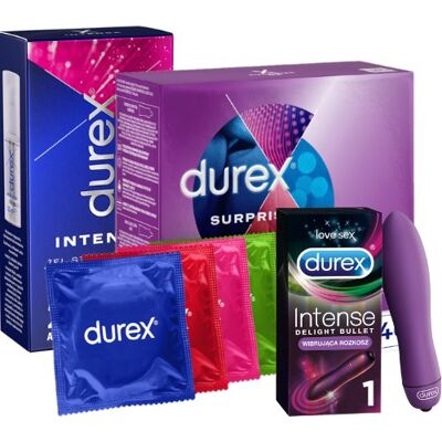 Durex Zestaw Mega Sex Prezerwatywy Surprise Me Żel Intense Wibrator Delight Durex Zestaw Mega Sex Prezerwatywy Surprise Me Żel Intense Wibrator Delight