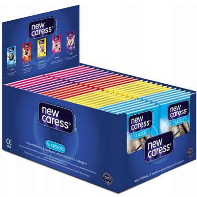 New Caress, Prezerwatywy mix MultiGross, 48 opak. New Caress, Prezerwatywy mix MultiGross, 48 opak.