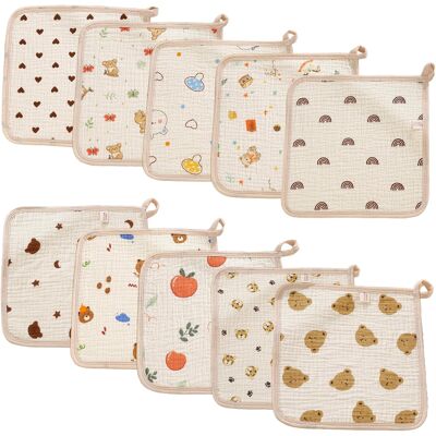 Inny producent Chusteczki 10szt 25x25cm Bawełniane Muślinowe Miękkie Chłonne Oddychające Inny producent Chusteczki 10szt 25x25cm Bawełniane Muślinowe Miękkie Chłonne Oddychające