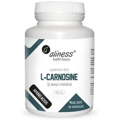 Aliness L-Carnosine 500mg - Aminokwasy - 60 Wegetariańskich Kapsułek Aliness L-Carnosine 500mg - Aminokwasy - 60 Wegetariańskich Kapsułek