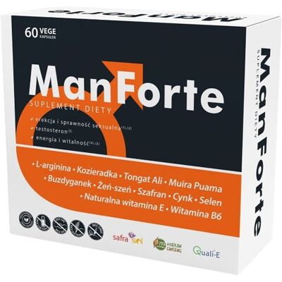 ManForte - Witalność i Wydolność Męska - 60 Kapsułek Roślinnych ManForte - Witalność i Wydolność Męska - 60 Kapsułek Roślinnych