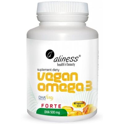 Aliness Wegański Omega 3 Forte DHA 500 mg - Suplement diety Aliness Wegański Omega 3 Forte DHA 500 mg - Suplement diety