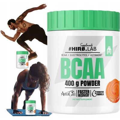 Aminokwasy BCAA HIRO.LAB 400g Pomarańcza Regeneracja Masa Trening 40p Aminokwasy BCAA HIRO.LAB 400g Pomarańcza Regeneracja Masa Trening 40p