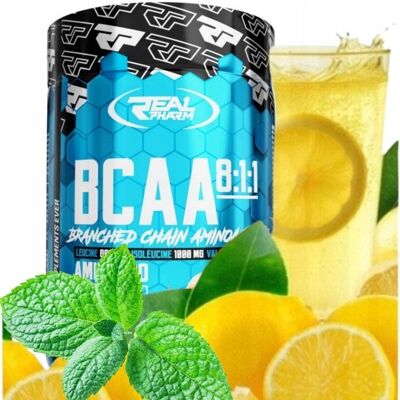 Inny producent AMINOKWASY BCAA regeneracja Real Pharm BCAA 8:1:1 Instant 400g LEMON MINT Inny producent AMINOKWASY BCAA regeneracja Real Pharm BCAA 8:1:1 Instant 400g LEMON MINT