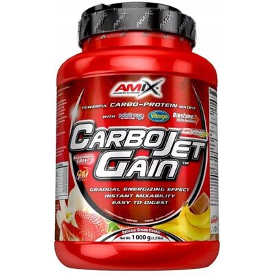 Amix Carbojet Gain Gainer Truskawkowy Białko Węglowodany Masa Mięśniowa 1kg Amix Carbojet Gain Gainer Truskawkowy Białko Węglowodany Masa Mięśniowa 1kg