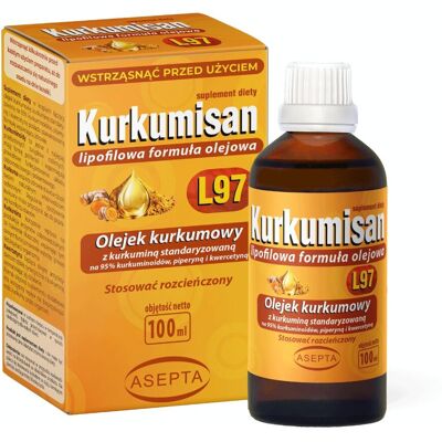 ASEPTA Kurkumisan L97 100ml - olejek kurkumowy z piperyną i kwercetyną ASEPTA Kurkumisan L97 100ml - olejek kurkumowy z piperyną i kwercetyną
