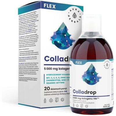 Aura Herbals Colladrop Flex Marine Kolagen 5000mg - Płynny Suplement dla Stawów i Skóry Aura Herbals Colladrop Flex Marine Kolagen 5000mg - Płynny Suplement dla Stawów i Skóry