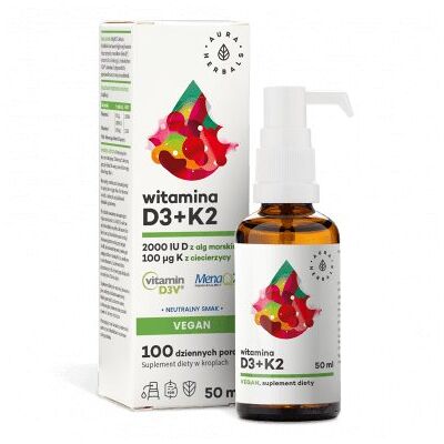 Aura Herbals Witamina D3 2000IU K2 Wegan - Suplementy diety Aura Herbals Witamina D3 2000IU K2 Wegan - Suplementy diety