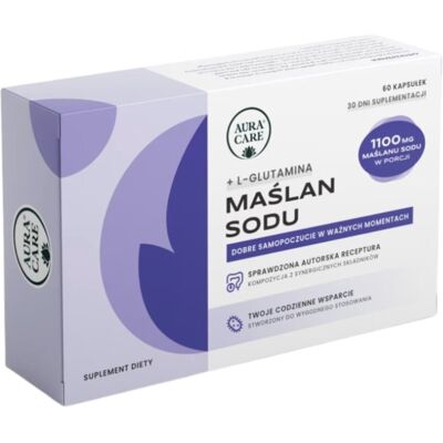 AuraCare Maślan Sodu + L-Glutamina Zdrowe i zregenerowane jelita 60 kaps AuraCare Maślan Sodu + L-Glutamina Zdrowe i zregenerowane jelita 60 kaps