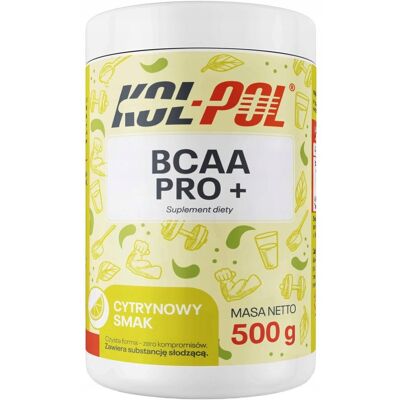 BCAA CYTRYNOWE 500g BCAA Pro + Tauryna L-Glutamina Suplement jakość Kol-Pol BCAA CYTRYNOWE 500g BCAA Pro + Tauryna L-Glutamina Suplement jakość Kol-Pol