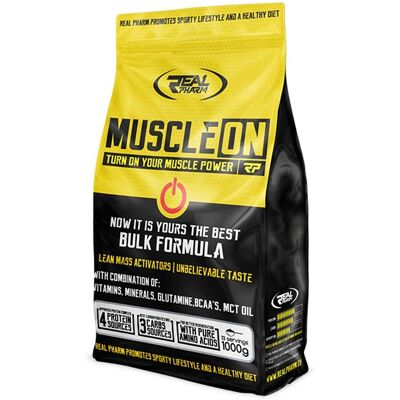 BIAŁKO MUSCLE ON - odżywka białkowa - Real Pharm - 1000g DARK COOKIE BIAŁKO MUSCLE ON - odżywka białkowa - Real Pharm - 1000g DARK COOKIE