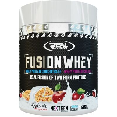 Białko Real Pharm Fusion Whey Odżywka Białkowa - 600G 50/50 Wpi Wpc Ciasto Jabłkowe Z Kawałkami Jabłek Białko Real Pharm Fusion Whey Odżywka Białkowa - 600G 50/50 Wpi Wpc Ciasto Jabłkowe Z Kawałkami Jabłek