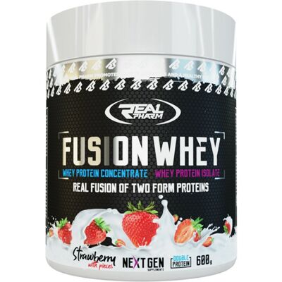 Białko Real Pharm Fusion Whey Odżywka Białkowa - 600G 50/50 Wpi Wpc Truskawka Z Kawałkami Truskawek Białko Real Pharm Fusion Whey Odżywka Białkowa - 600G 50/50 Wpi Wpc Truskawka Z Kawałkami Truskawek
