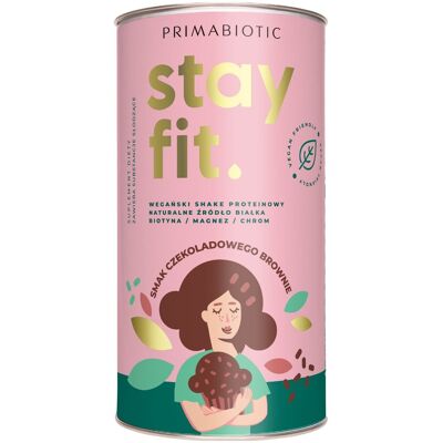 Primabiotic BIAŁKO STAY FIT 500 g wegański szejk shake proteinowy czekoladowe brownie Primabiotic BIAŁKO STAY FIT 500 g wegański szejk shake proteinowy czekoladowe brownie
