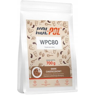 BIAŁKO WPC 80 CIASTECZKOWE 700g Odżywka białkowa serwatkowe Protein Kol-Pol BIAŁKO WPC 80 CIASTECZKOWE 700g Odżywka białkowa serwatkowe Protein Kol-Pol
