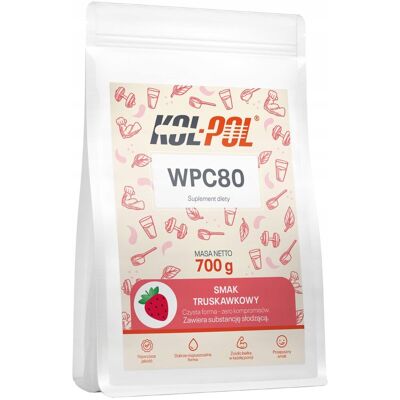 BIAŁKO WPC 80 TRUSKAWKOWE 700g Odżywka białkowa serwatkowe Protein Kol-Pol BIAŁKO WPC 80 TRUSKAWKOWE 700g Odżywka białkowa serwatkowe Protein Kol-Pol