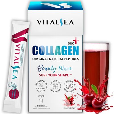 Collagen Duo+ KOLAGEN Kreatyna L-karnityna VitalSea Sport Stawy Uroda Wiśnia 30 saszet Collagen Duo+ KOLAGEN Kreatyna L-karnityna VitalSea Sport Stawy Uroda Wiśnia 30 saszet