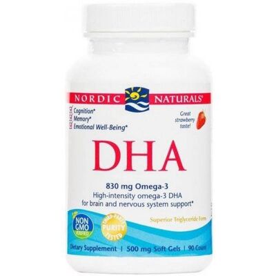 Nordic Naturals DHA 830mg Truskawkowe Miękkie Kapsułki - Suplementy Diety Nordic Naturals DHA 830mg Truskawkowe Miękkie Kapsułki - Suplementy Diety