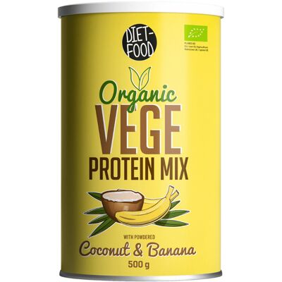 DIET-FOOD Bio Vege Protein Mix - białko kokos i banan 500 g DIET-FOOD Bio Vege Protein Mix - białko kokos i banan 500 g