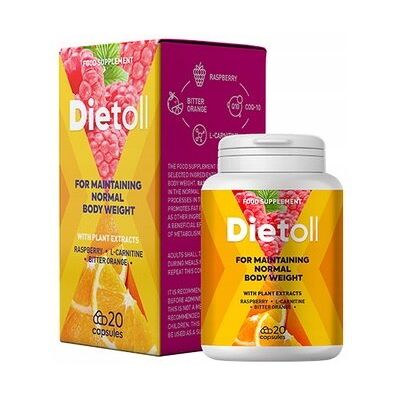 Dietoll Kontrola Wagi L-Karnityna Pomarańcza Keton Malinowy 20 Kapsułek Dietoll Kontrola Wagi L-Karnityna Pomarańcza Keton Malinowy 20 Kapsułek