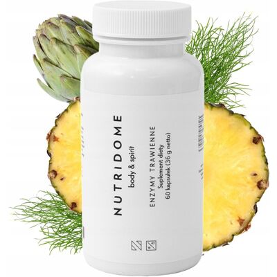Enzymy trawienne laktaza alpha-amylaza lipaza bromelaina 60 kaps NUTRIDOME Enzymy trawienne laktaza alpha-amylaza lipaza bromelaina 60 kaps NUTRIDOME