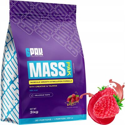 6pak Gainer 3000G Mass Pak Complex Białko Węglowodany Kreatyna Whey Protein Wpc 6pak Gainer 3000G Mass Pak Complex Białko Węglowodany Kreatyna Whey Protein Wpc