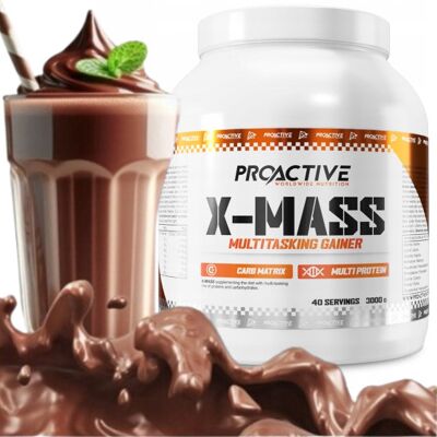 Inny producent GAINER białko węglowodany ProActive X-MASS GAINER NA MASĘ 3000g CZEKOLADA Inny producent GAINER białko węglowodany ProActive X-MASS GAINER NA MASĘ 3000g CZEKOLADA