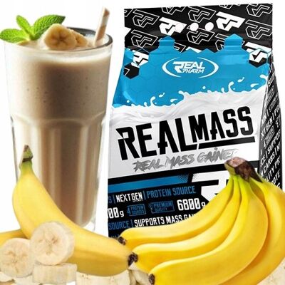 Inny producent GAINER białko węglowodany Real Pharm Real Mass BANAN 6800g Inny producent GAINER białko węglowodany Real Pharm Real Mass BANAN 6800g