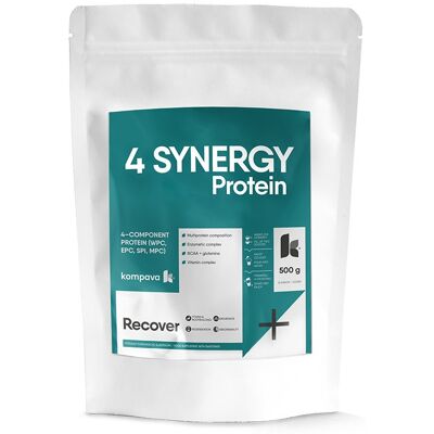 Kompava 4 SYNERGY Protein Białko Roślinno-Zwierzęce w Proszku 500g - Czekoladowy Blend, 16 Porcji, Bez Aspartamu i Glutenu Kompava 4 SYNERGY Protein Białko Roślinno-Zwierzęce w Proszku 500g - Czekoladowy Blend, 16 Porcji, Bez Aspartamu i Glutenu
