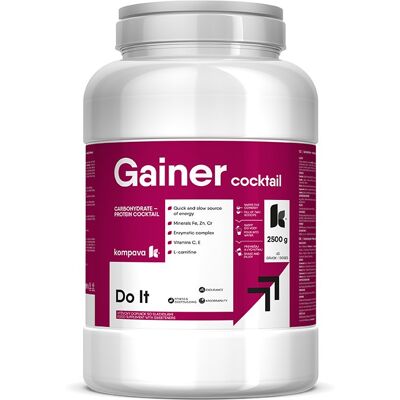 Kompava Gainer Cocktail 2500 g, 63 porcji, smak bananowy, bezglutenowy, instantny proszek do odżywiania przyrostu masy mięśniowej Kompava Gainer Cocktail 2500 g, 63 porcji, smak bananowy, bezglutenowy, instantny proszek do odżywiania przyrostu masy mięśniowej