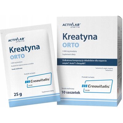 Kreatyna ACTIVLAB PHARMA ORTO 10x25g Malina Kolagen BCAA Mięśnie Stawy Kreatyna ACTIVLAB PHARMA ORTO 10x25g Malina Kolagen BCAA Mięśnie Stawy