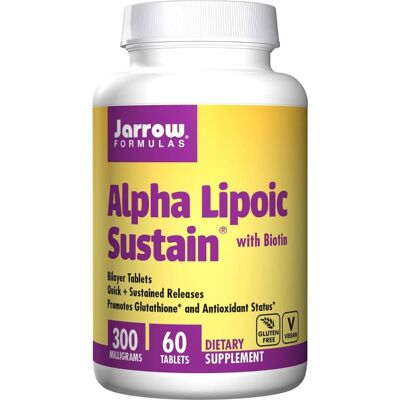 Jarrow Formulas Kwas Alfa-Liponowy 300 mg z Biotyną - 60 Tabletek Jarrow Formulas Kwas Alfa-Liponowy 300 mg z Biotyną - 60 Tabletek