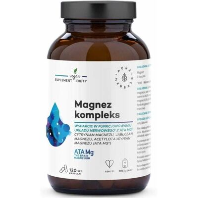 Kompleks magnezu Aura Herbals ATA Mg - 120 kapsułek - Wspiera układ nerwowy Kompleks magnezu Aura Herbals ATA Mg - 120 kapsułek - Wspiera układ nerwowy