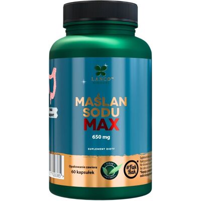 Maślan Sodu MAX 1300mg w porcji - Kwas Masłowy na zdrowe jelita - 60 kaps Maślan Sodu MAX 1300mg w porcji - Kwas Masłowy na zdrowe jelita - 60 kaps