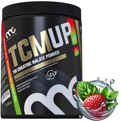 MUSCLE CLINIC TCM UP 330G JABŁCZAN KREATYNY ATP SIŁA poziomka z miętą MUSCLE CLINIC TCM UP 330G JABŁCZAN KREATYNY ATP SIŁA poziomka z miętą