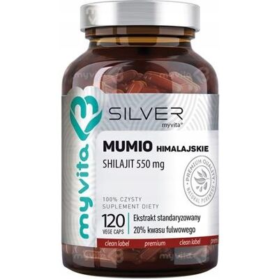 Myvita Silver Pure Mumio Himalajskie 550 Mg, Układ Odpornościowy, 120 Kaps. Myvita Silver Pure Mumio Himalajskie 550 Mg, Układ Odpornościowy, 120 Kaps.