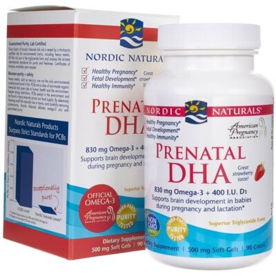 Nordic Naturals Prenatal DHA Omega-3 830mg z Witaminą D3 400 IU 90 Softgels - Wsparcie w Ciąży Nordic Naturals Prenatal DHA Omega-3 830mg z Witaminą D3 400 IU 90 Softgels - Wsparcie w Ciąży