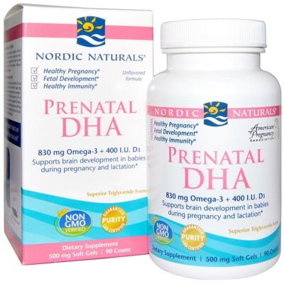 Nordic Naturals Prenatalne DHA 830 mg + D3 400 IU Bez Smaku 90 - Suplement Omega-3 dla kobiet w ciąży Nordic Naturals Prenatalne DHA 830 mg + D3 400 IU Bez Smaku 90 - Suplement Omega-3 dla kobiet w ciąży